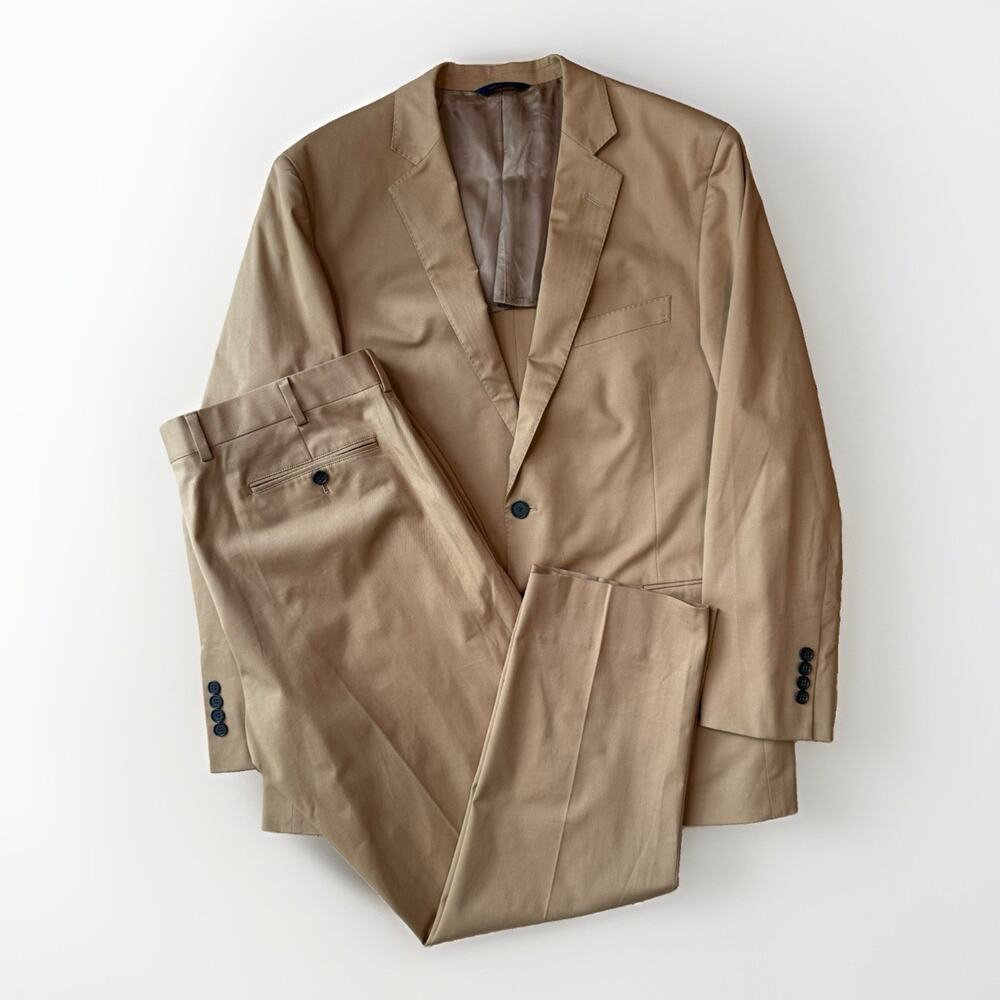 Brooks Brothers Regent Suit 44R 38 Dark Khaki Cotton Minimalist Wedding